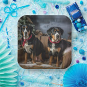 スイス素晴らしマウンテン雪そりクリスマス ペーパープレート (パーティー)