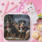 スイス素晴らしマウンテン雪そりクリスマス ペーパープレート (パーティー)