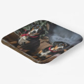 スイス素晴らしマウンテン雪そりクリスマス ペーパープレート (傾斜あり)