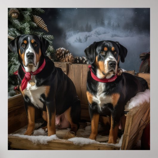 スイス素晴らしマウンテン雪そりクリスマス ポスター (正面)