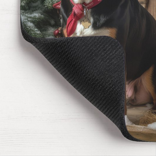 スイス素晴らしマウンテン雪そりクリスマス マウスパッド (コーナー)