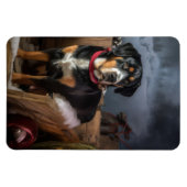 スイス素晴らしマウンテン雪そりクリスマス マグネット (横)