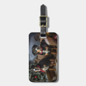 スイス素晴らしマウンテン雪そりクリスマス ラゲッジタグ (正面縦)