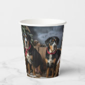 スイス素晴らしマウンテン雪そりクリスマス 紙コップ (裏面)