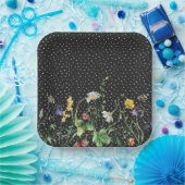 スイス縁どの点のワイルドフラワー ペーパープレート (パーティー)