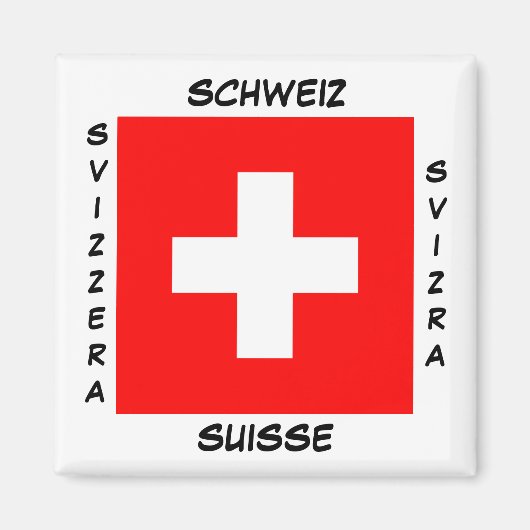 スイス言語国旗の四角い磁石 マグネット (正面)
