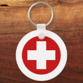 スイス赤十字の緊急復旧ラウンドデル キーホルダー (正面)