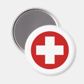 スイス赤十字の緊急復旧ラウンドデル マグネット (正面/裏面)