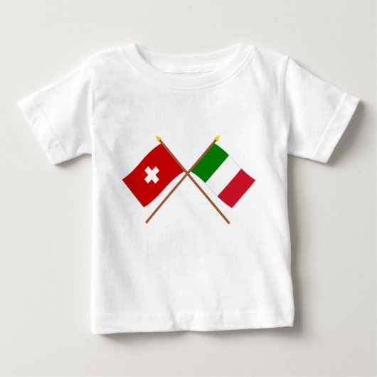 スイス連邦共和国およびイタリアによって交差させる旗 ベビーTシャツ (正面)