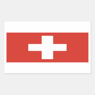 スイス連邦共和国かスイスの旗 長方形シール