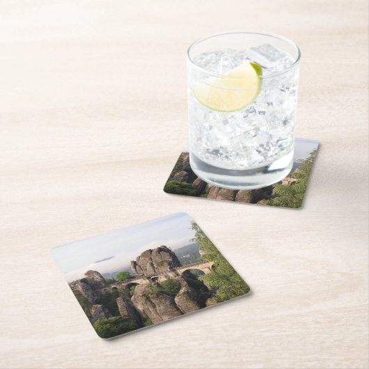 スイス連邦共和国のサクソンのコースターのBastei橋 スクエアペーパーコースター (インサイチュ)