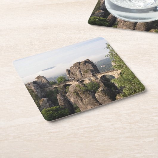 スイス連邦共和国のサクソンのコースターのBastei橋 スクエアペーパーコースター (アングル)