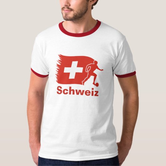 スイス連邦共和国のサッカーの旗 Tシャツ (正面)