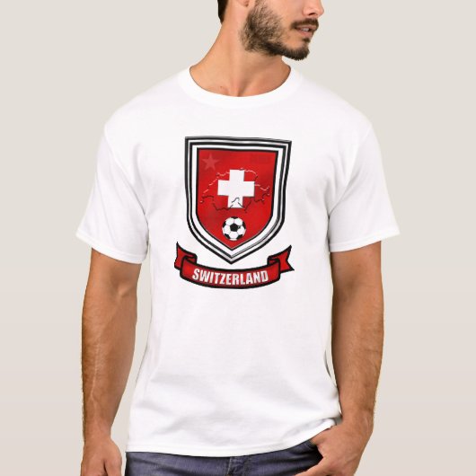 スイス連邦共和国のサッカーの盾のスイスの頂上のプレゼント Tシャツ (正面)