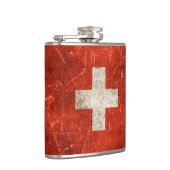 スイス連邦共和国のヴィンテージの老化させ、傷付けられた旗 フラスク (右)