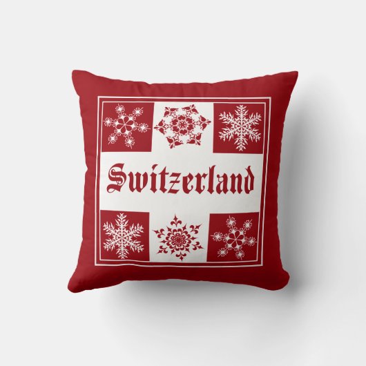 スイス連邦共和国の冬の不思議の国のスキーシャレー クッション (裏面)