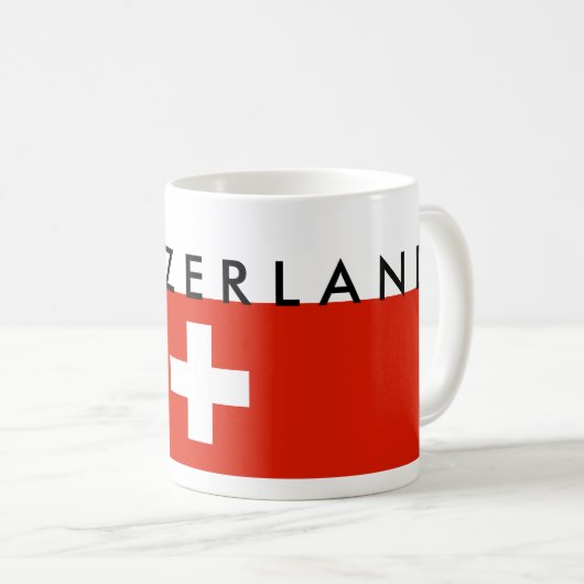 スイス連邦共和国の国旗のスイスの国家の記号 コーヒーマグカップ (正面右)