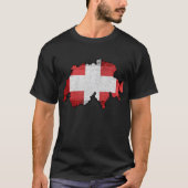 スイス連邦共和国の地図の旗 Tシャツ (正面)