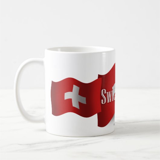 スイス連邦共和国の振る旗 コーヒーマグカップ (左)