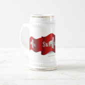 スイス連邦共和国の振る旗 ビールジョッキ (正面左)