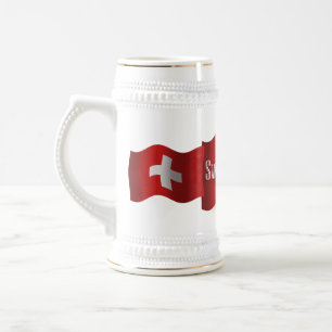 スイス連邦共和国の振る旗 ビールジョッキ