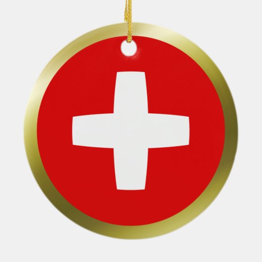 スイス連邦共和国の旗のオーナメント セラミックオーナメント (裏面)