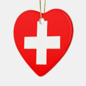 スイス連邦共和国の旗のハートのオーナメント セラミックオーナメント (左)