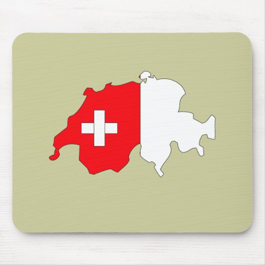 スイス連邦共和国の旗の地図 マウスパッド (正面)
