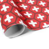 スイス連邦共和国の旗の蜜蜂の巣の包装紙 ラッピングペーパー (ロールコーナー)