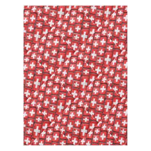 スイス連邦共和国の旗の都市グランジなパターン テーブルクロス (正面)