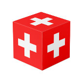 スイス連邦共和国の旗 フォトキューブ (裏面アングル)