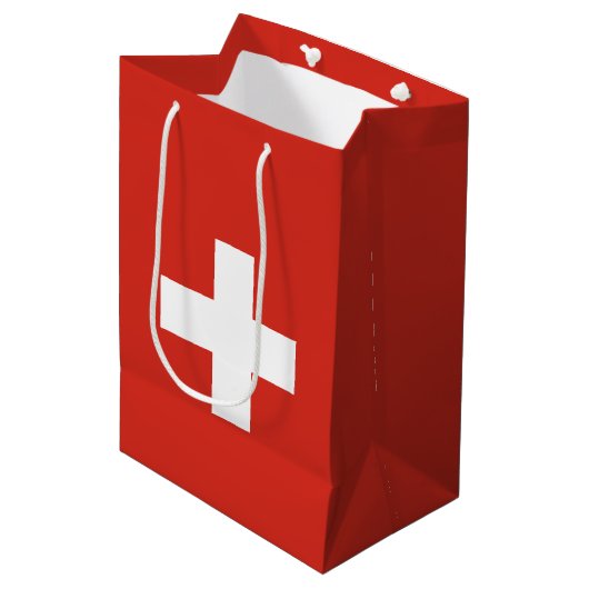 スイス連邦共和国の旗 ミディアムペーパーバッグ (正面アングル)