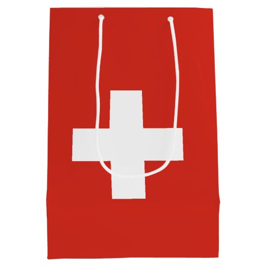 スイス連邦共和国の旗 ミディアムペーパーバッグ (裏面)