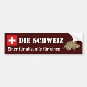 スイス連邦共和国の旗 + 地図のバンパーステッカー バンパーステッカー