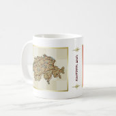 スイス連邦共和国の旗 + 地図のマグ コーヒーマグカップ (正面左)