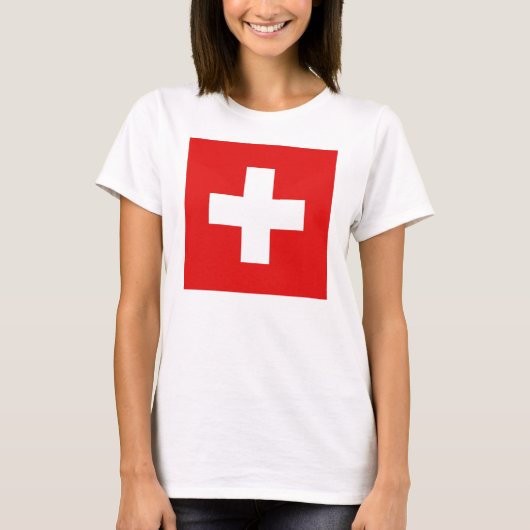スイス連邦共和国の旗Xの地図のTシャツ Tシャツ (正面)