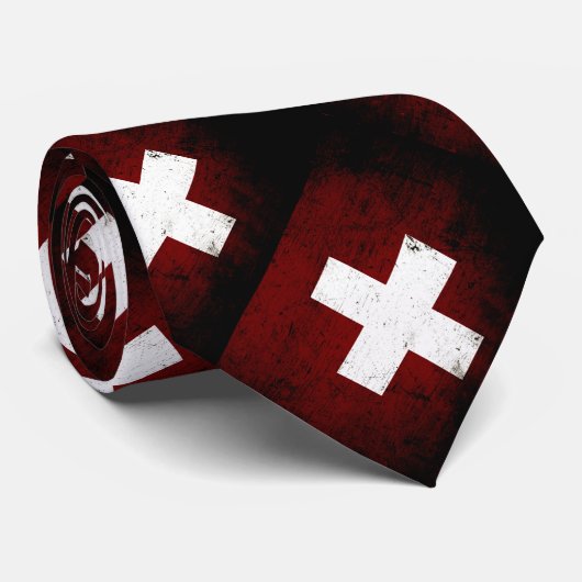 スイス連邦共和国の黒くグランジな旗 ネクタイ (ロール)