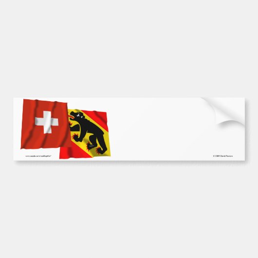 スイス連邦共和国及びベルンの振る旗 バンパーステッカー (正面)