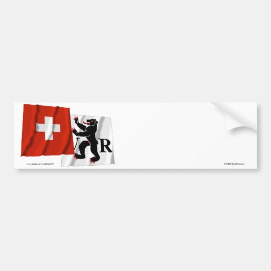 スイス連邦共和国及びAppenzell-Ausserrhodenの振る旗 バンパーステッカー (正面)