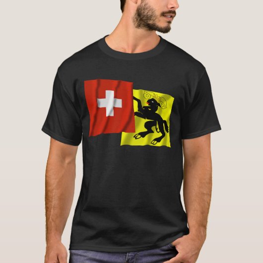 スイス連邦共和国及びSchaffhausenの振る旗 Tシャツ (正面)