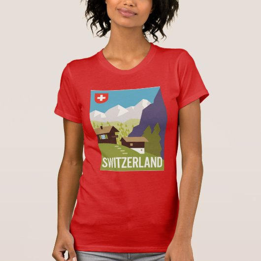 スイス連邦共和国旅行ポスター Tシャツ (正面)