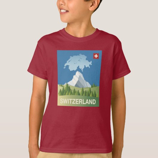 スイス連邦共和国旅行ポスター Tシャツ (正面)
