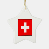 スイス連邦共和国-スイスの旗 セラミックオーナメント (右)