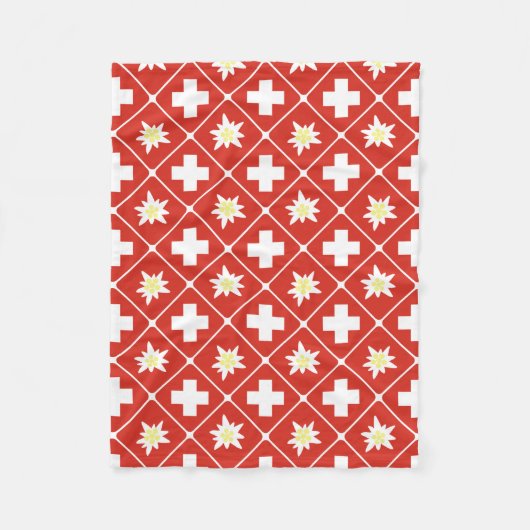 スイス連邦共和国Edelweissパターン フリースブランケット (正面)