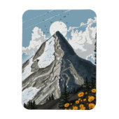 スイス雪キャップ山 マグネット (縦)