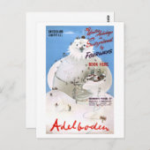 スイス・アデルボデン・ヴィンテージ旅行ポスター ポストカード (正面/裏面)