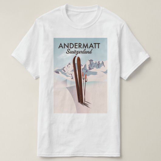 スイス アンダーマット スキーポスター 旅行の印刷物 Tシャツ (デザイン正面)