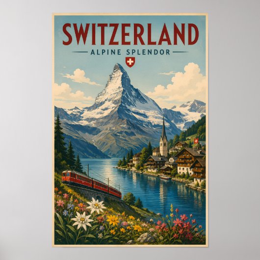 スイス イラスト 旅行 アート ヴィンテージ ポスター (正面)