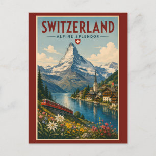 スイス イラスト 旅行 アート ヴィンテージ ポストカード