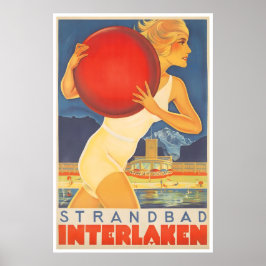 スイス インターラーケン 旅行ポスター ビーチアート 男性 ポスター